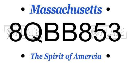 8QBB853 Massachusetts License Plate