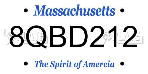 8QBD212 Massachusetts License Plate