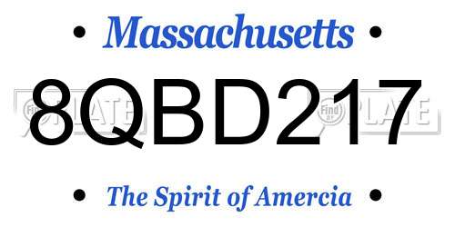 8QBD217 Massachusetts License Plate