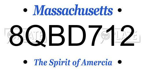 8QBD712 Massachusetts License Plate