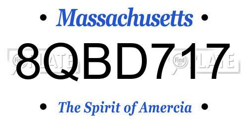 8QBD717 Massachusetts License Plate