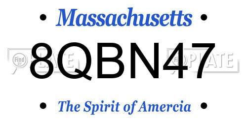 8QBN47 Massachusetts License Plate