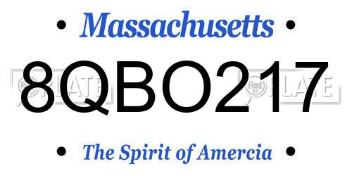 8QBO217 Massachusetts License Plate
