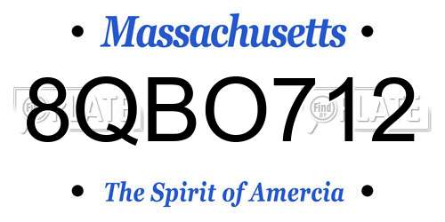 8QBO712 Massachusetts License Plate