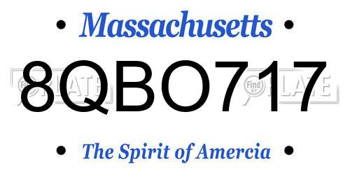 8QBO717 Massachusetts License Plate