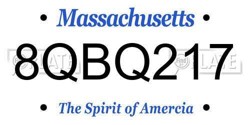 8QBQ217 Massachusetts License Plate