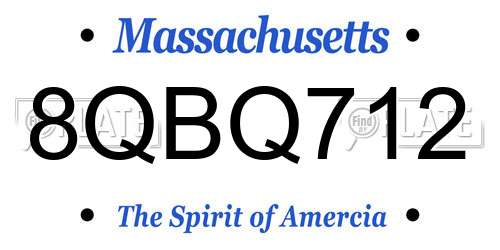 8QBQ712 Massachusetts License Plate