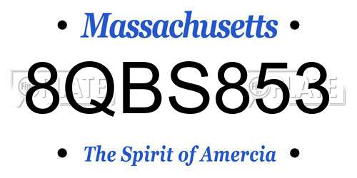 8QBS853 Massachusetts License Plate