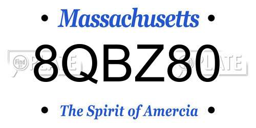 8QBZ80 Massachusetts License Plate