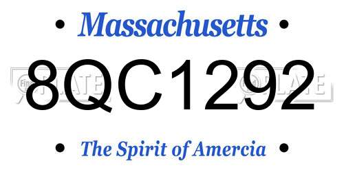 8QC1292 Massachusetts License Plate