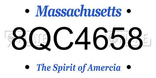 8QC4658 Massachusetts License Plate