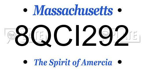 8QCI292 Massachusetts License Plate
