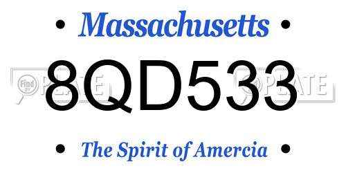 8QD533 Massachusetts License Plate