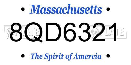 8QD6321 Massachusetts License Plate