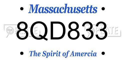 8QD833 Massachusetts License Plate