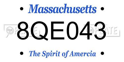 8QE043 Massachusetts License Plate