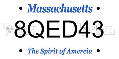 8QED43 Massachusetts License Plate