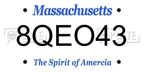 8QEO43 Massachusetts License Plate