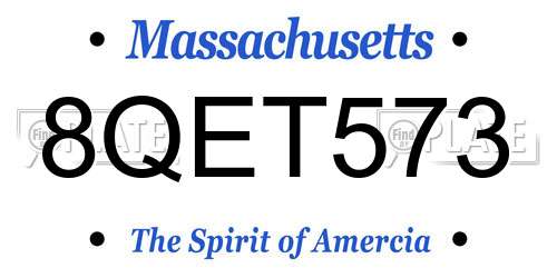 8QET573 Massachusetts License Plate