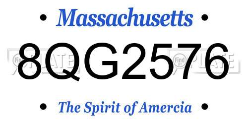 8QG2576 Massachusetts License Plate