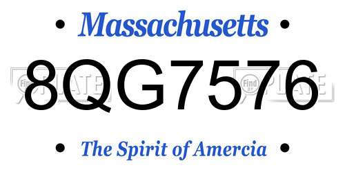 8QG7576 Massachusetts License Plate