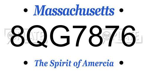 8QG7876 Massachusetts License Plate