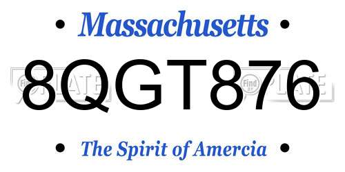 8QGT876 Massachusetts License Plate