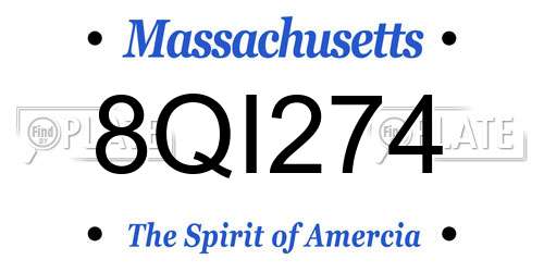 8QI274 Massachusetts License Plate