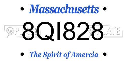 8QI828 Massachusetts License Plate