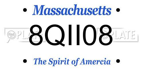 8QII08 Massachusetts License Plate
