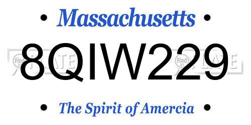 8QIW229 Massachusetts License Plate