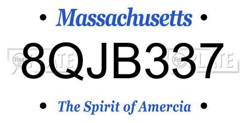 8QJB337 Massachusetts License Plate