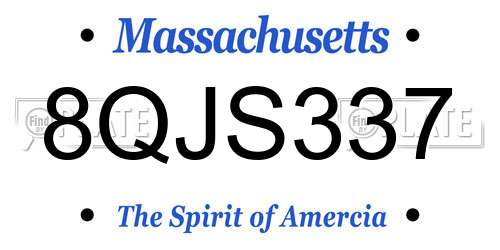 8QJS337 Massachusetts License Plate