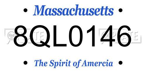 8QL0146 Massachusetts License Plate