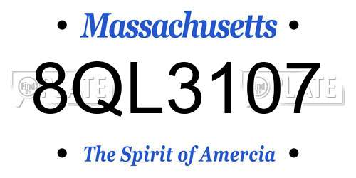 8QL3107 Massachusetts License Plate