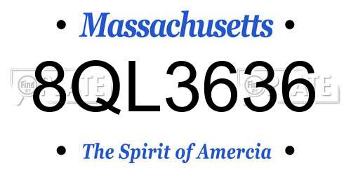 8QL3636 Massachusetts License Plate