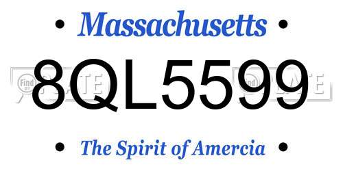 8QL5599 Massachusetts License Plate