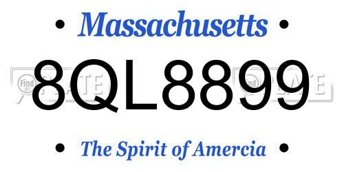 8QL8899 Massachusetts License Plate