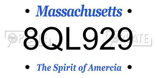 8QL929 Massachusetts License Plate