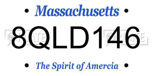 8QLD146 Massachusetts License Plate