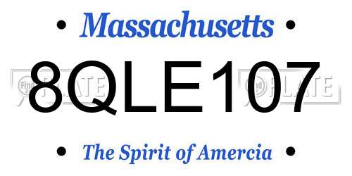 8QLE107 Massachusetts License Plate