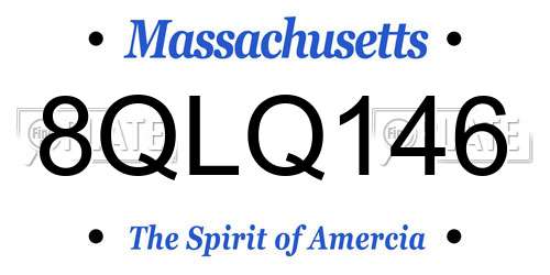 8QLQ146 Massachusetts License Plate