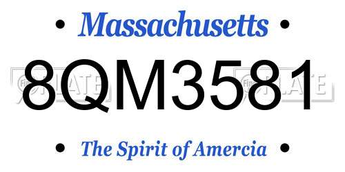 8QM3581 Massachusetts License Plate
