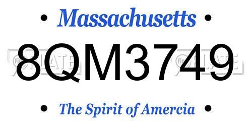 8QM3749 Massachusetts License Plate