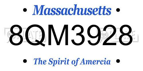 8QM3928 Massachusetts License Plate