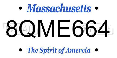 8QME664 Massachusetts License Plate