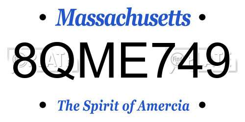 8QME749 Massachusetts License Plate