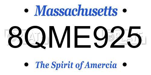8QME925 Massachusetts License Plate