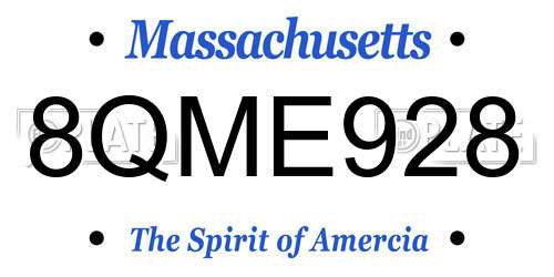 8QME928 Massachusetts License Plate