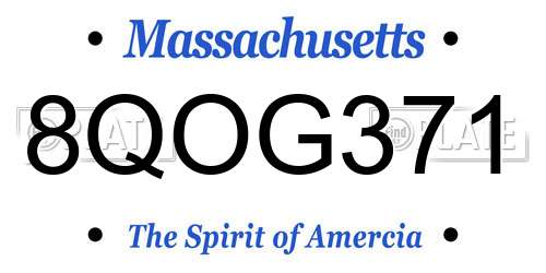 8QOG371 Massachusetts License Plate